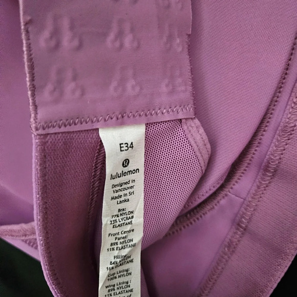 Lululemon Light Purple TaTa Tamer Clasp Back Sports Bra E34( B34 ) - Picture 9 of 10